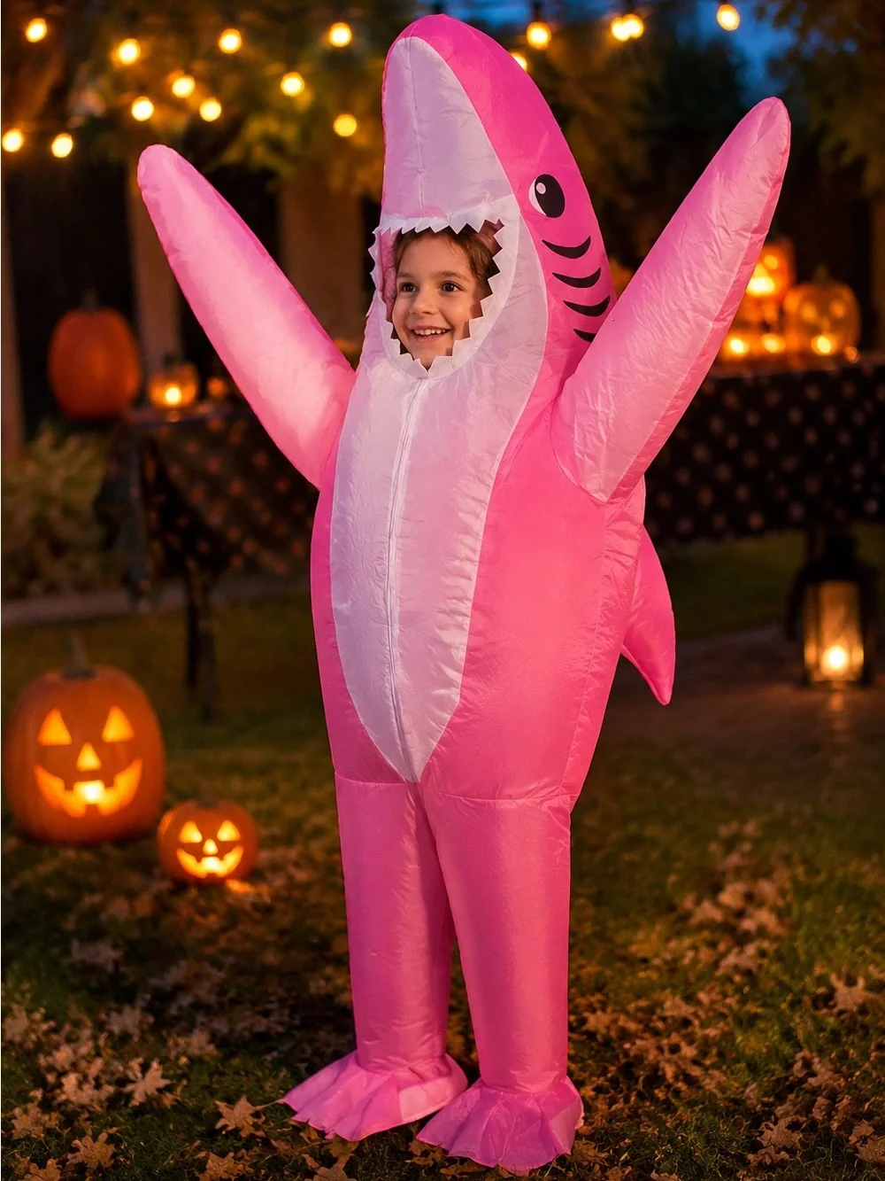 NWT - Kids Pink Inflatable Shark Halloween Costume 3’11”–4’11”